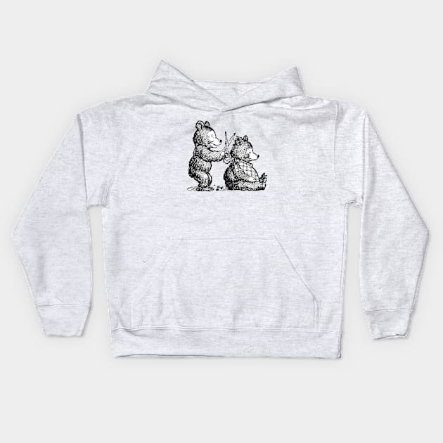 Bear Haircut Kids Hoodie by Vintage Sketches